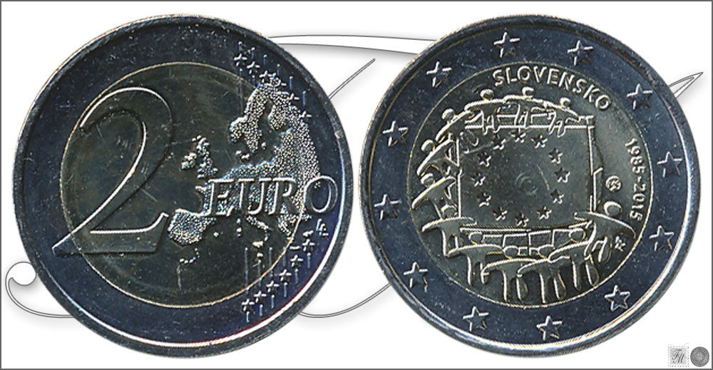 Eslovaquia - 2015 - Monedas Euros circulación - S/C / UNC - 2 € Año 2015 / 30 Aniv. Bandera UE