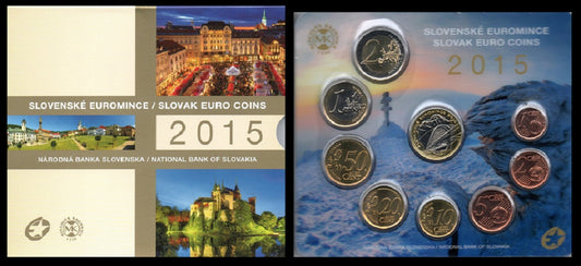 Eslovaquia - 2015 - Monedas Euros en cartera oficial - FDC / MS - Cartera año 2015 (8 monedas) + geton - Hay diferentes tipos