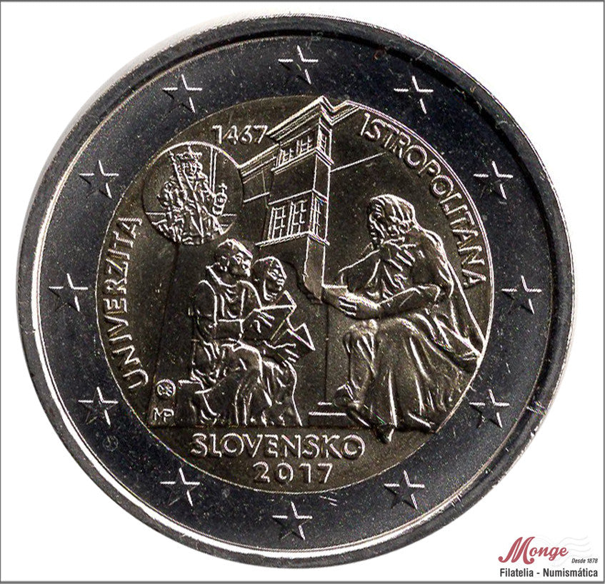 Eslovaquia - 2017 - Monedas Euros circulación - S/C / UNC - 2 € Año 2017 / 550 Aniv de la fund. de la Universidad Istropolitana