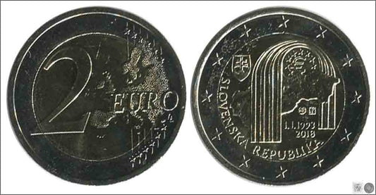 Eslovaquia - 2018 - Monedas Euros circulación - S/C / UNC - 2 € Año 2018 / 25º Aniversario de la II República Eslovaca