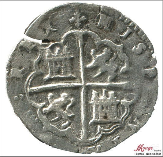 España - 1596 - Felipe II - Nº 00587 - MBC / VF - 2 Reales Valladolid A - ND / 1596-1598 / Sevilla / 6,70 gr. plata