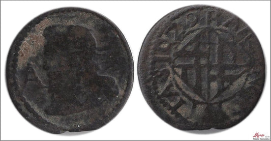 España - 1629 - Felipe IV - Nº 01230 - BC+ / F+ - 1 Ardit 1629 Barcelona Cu