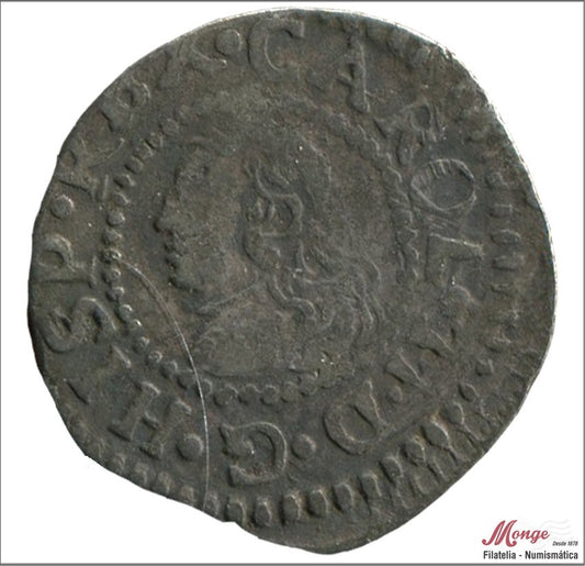 España - 1674 - Carlos II - Nº 00661 - EBC- / XF- - Real de a 1 "Croat" 1674 D Barcelona / Normal anillo en 1674 Ag