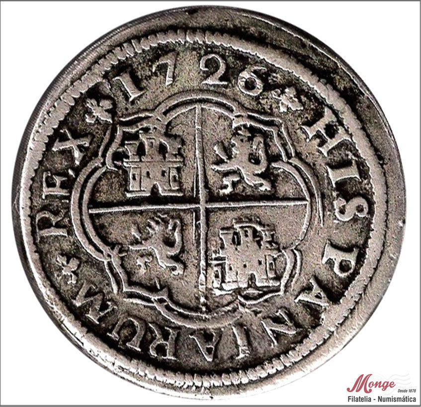 España - 1726 - Felipe V - Nº 01532 - MBC - / VF- - 1 Real 1726 A Madrid - plata