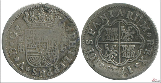 España - 1728 - Felipe V - Nº 01694 - BC / F - 1 Real 1728-F Segovia Ag