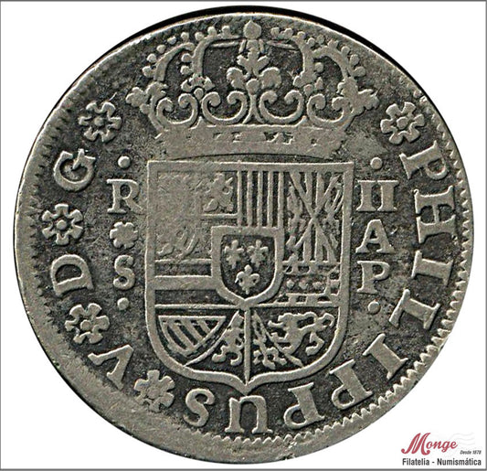 España - 1736 - Felipe V - Nº 01438 - MBC- / MBC - 2 Reales 1736 AP Sevilla - 5,45 gr. plata