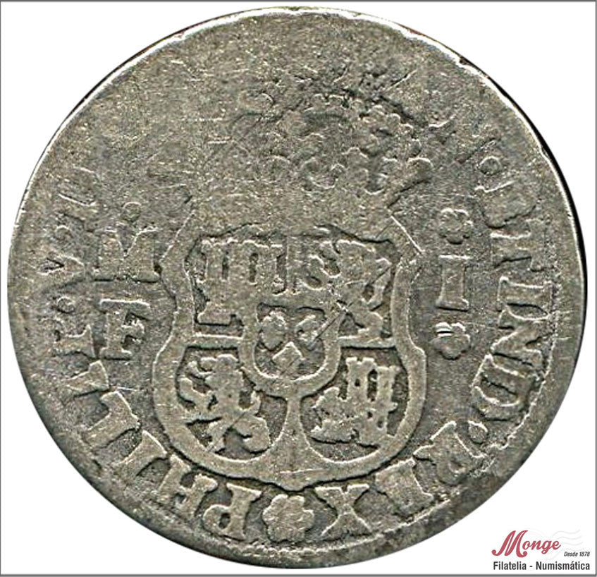 España - 1740 - Felipe V - Nº 01602 - BC- / F- - 1 Real 1742 MF Mejico - 3 gr. plata