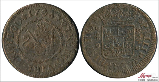 España - 1743 - Felipe V - Nº 01994 - BC / F - 4 Maravedis 1743 Segovia Cu