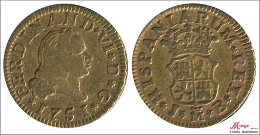 España - 1751 - Fernando VI - Nº 00247 - MBC / VF - 1/2 Escudo 1751 JB Madrid 1,75 gr. oro