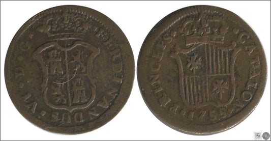 España - 1755 - Fernando VI - Nº 00700 - MBC - / VF- - 1 Ardite 1755 Barcelona Cu