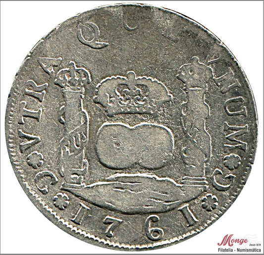 España - 1761 - Carlos III - Nº 01044 - BC / F - 4 Reales 1761 P Guatemala - 13,15 gr. plata