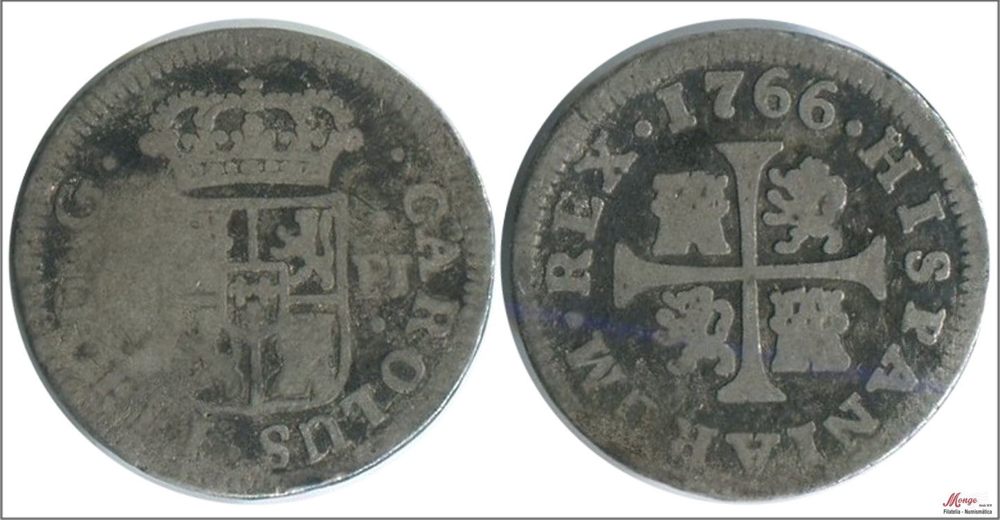 España - 1766 - Carlos III - Nº 01729 - BC / RC - 1/2 Real 1766 PJ Madrid Ag