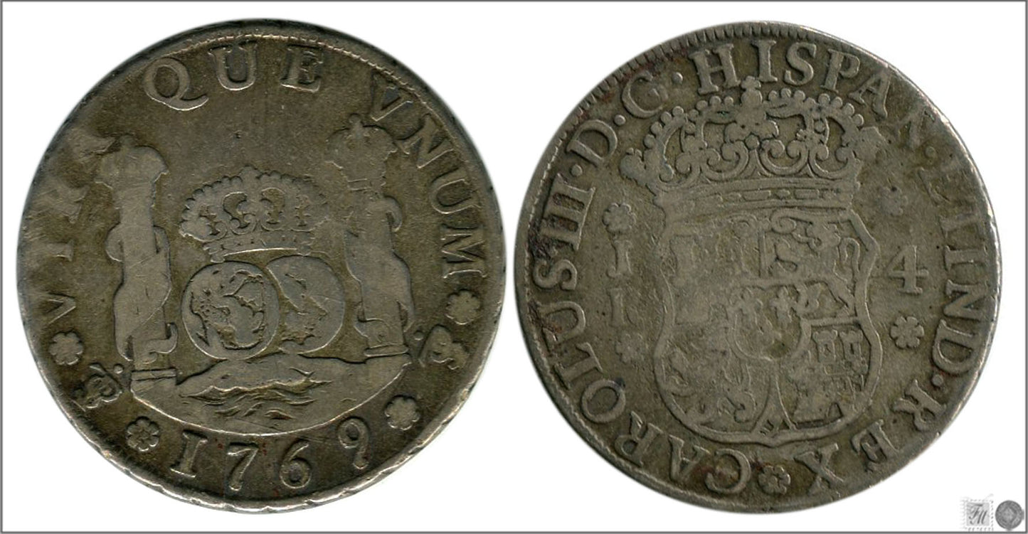 España - 1769 - Carlos III - Nº 01170 - BC / BC- - 4 Reales 1769 JR Potosi Ag