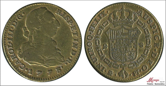 España - 1772 - Carlos III - Nº 00446 - MBC- / MBC - 2 Escudos 1773 Madrid PJ / 6,65 gr. oro