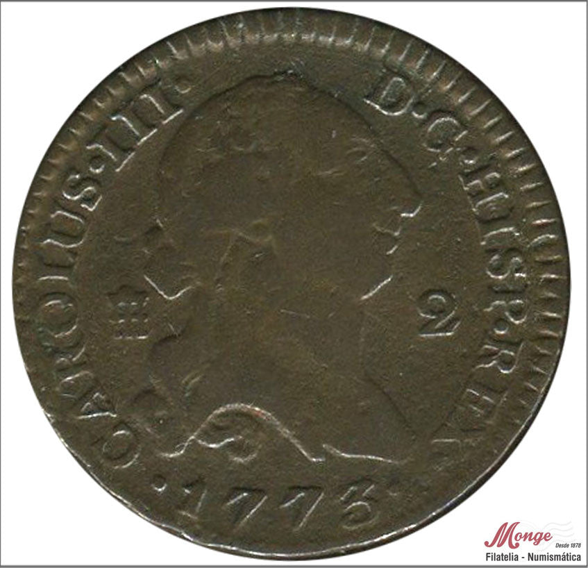 España - 1773 - Carlos III - Nº 01915 - MBC - / VF- - 2 Maravedis 1773 Segovia Cu