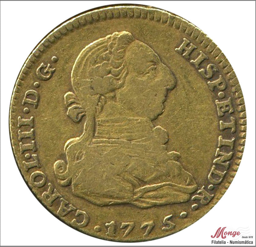 España - 1775 - Carlos III - Nº 00448 - MBC / VF - 2 Escudos 1775 PJ Madrid / 6,75 gr. oro