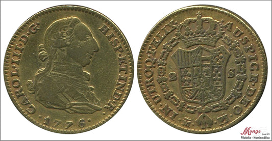 España - 1776 - Carlos III - Nº 00449 - MBC / MBC+ - 2 Escudos 1776 Madrid PJ / 6,70 gr oro