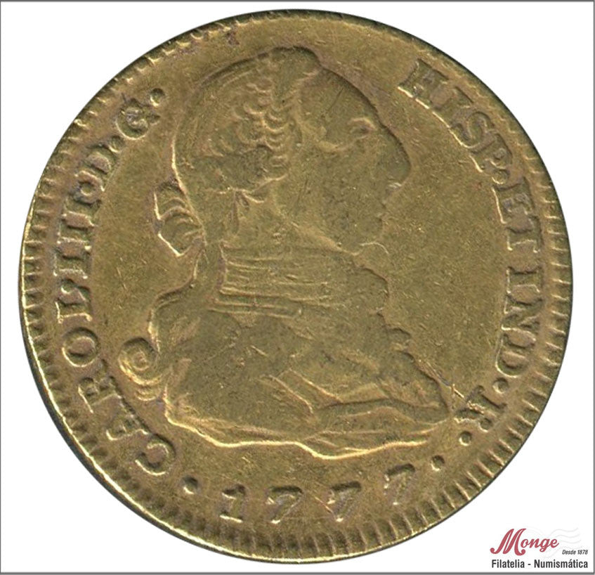 España - 1777 - Carlos III - Nº 00450 - MBC / VF - 2 Escudos 1777 PJ Madrid 6,75 gr. oro