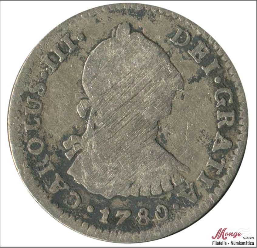 España - 1780 - Carlos III - Nº 01562 - BC / F - 1 Real 1780 FF Méjico - 3,15 gr. plata