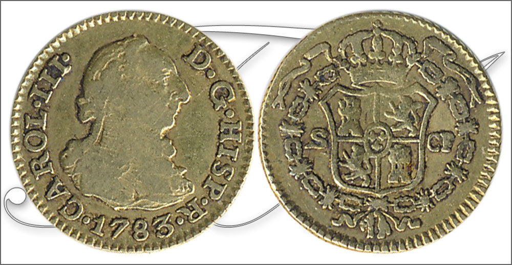 España - 1783 - Carlos III - Nº 00805 - MBC - / VF- - 1/2 Escudo 1783 Sevilla CF / 1,75 gr. oro