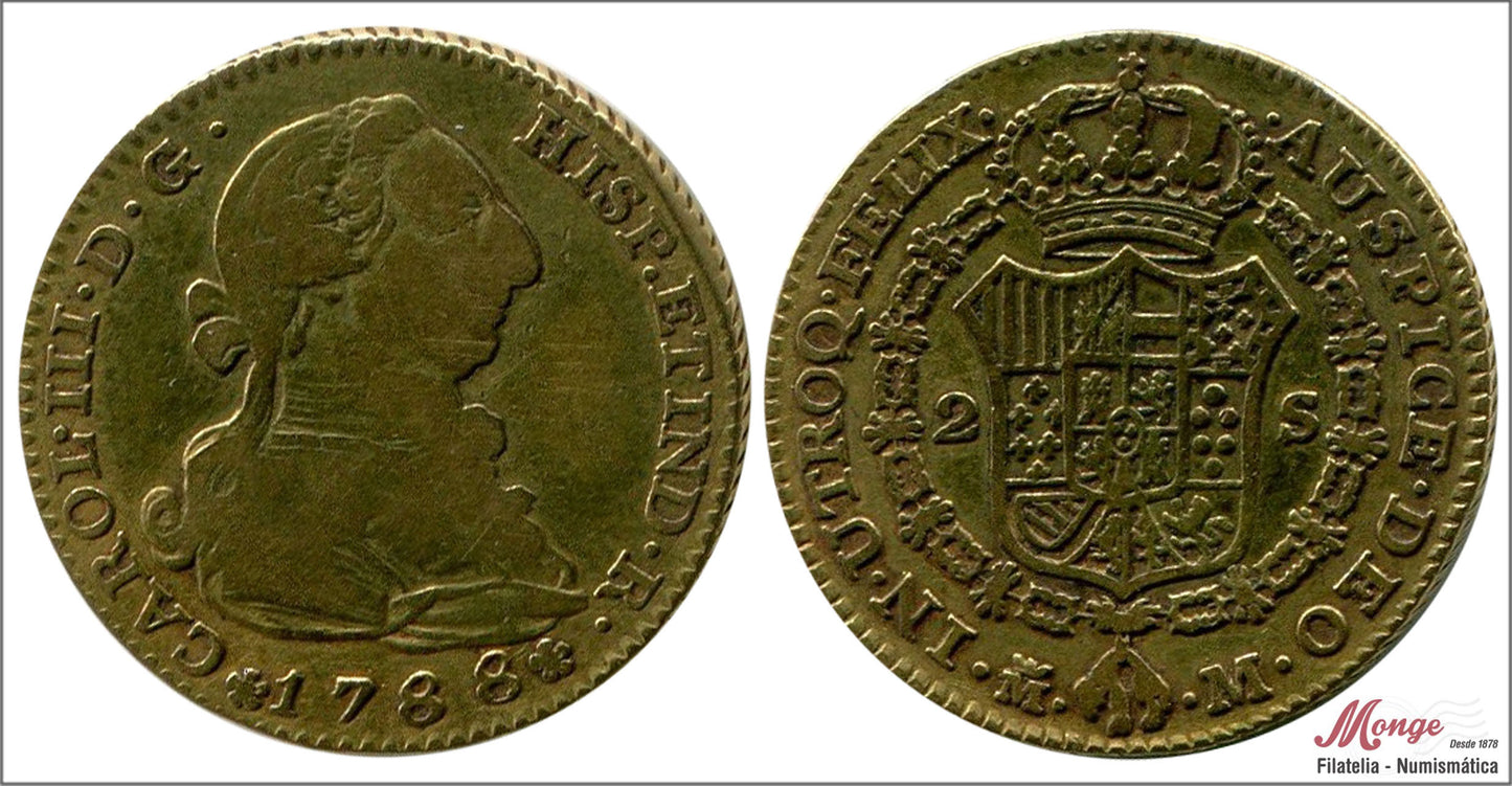 España - 1788 - Carlos III - Nº 00459 - MBC- / MBC - 2 Escudos 1788 Madrid M 6,75 gr.