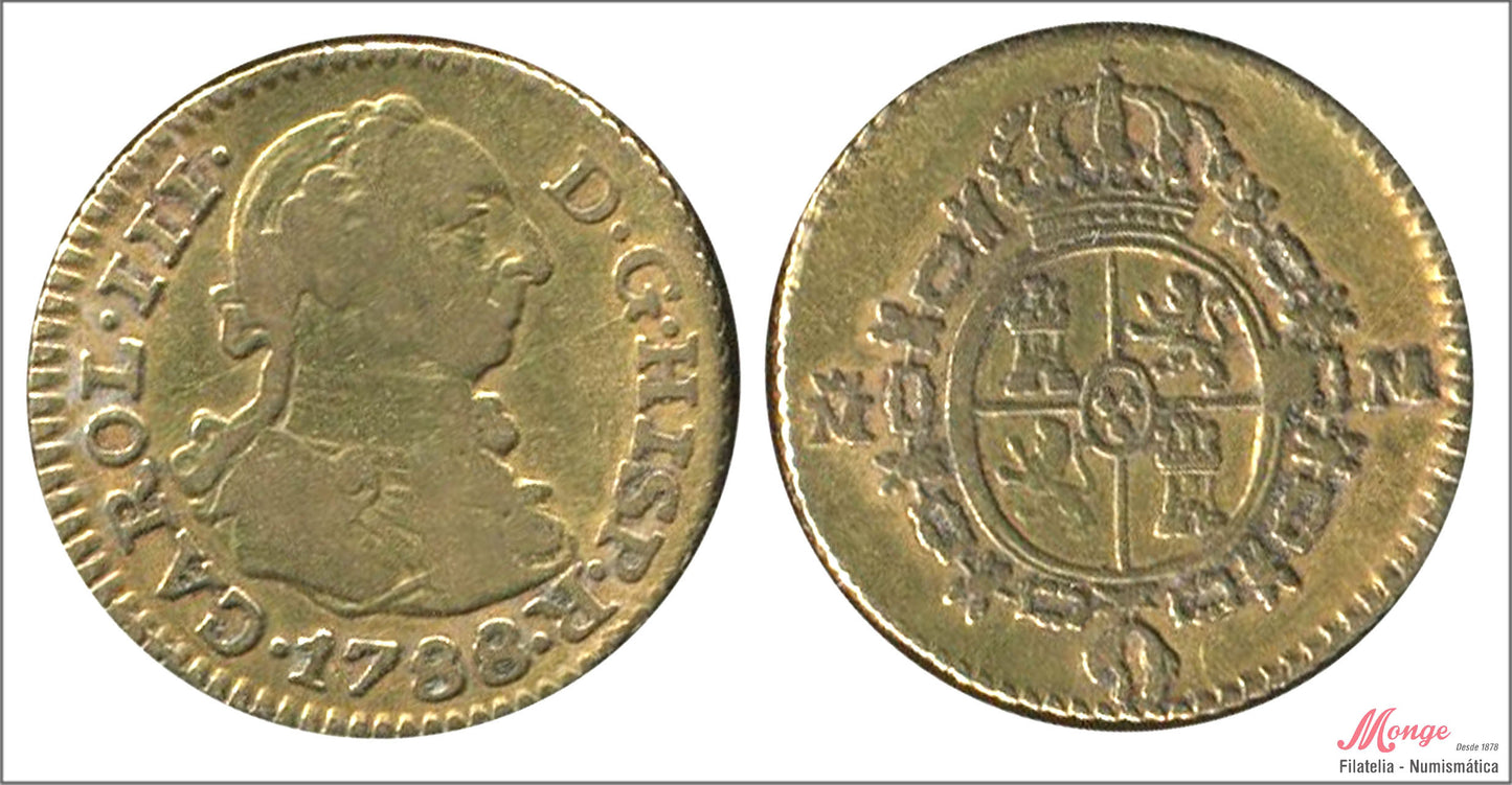 España - 1788 - Carlos III - Nº 00781 - MBC- / MBC - 1/2 Escudos 1788 M Madrid / 1,75 gr. oro