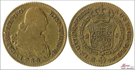 España - 1789 - Carlos IV - Nº 00323 - BC / MBC- - 2 Escudos 1789 Madrid MF 6,65 gr. oro