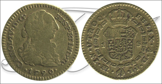 España - 1790 - Carlos IV - Nº 00565 - MBC / VF - 1 Escudo 1790 JJ Santa Fe / 3,35 gr. oro