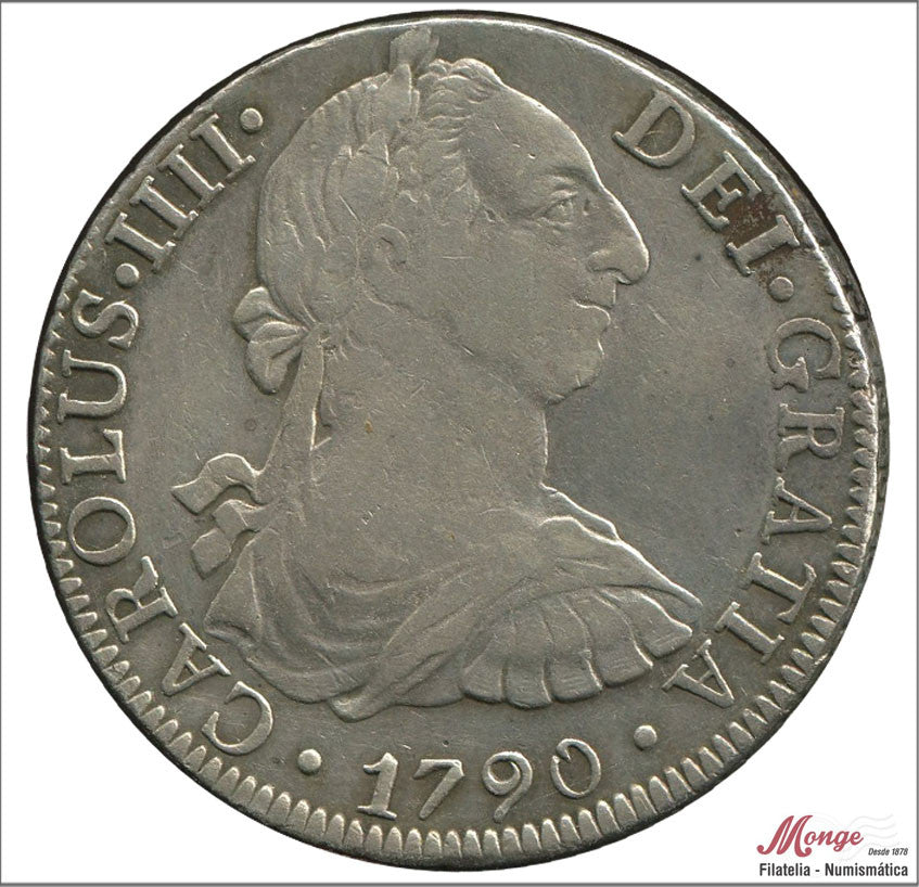 España - 1790 - Carlos IV - Nº 00683 - MBC - / VF- - 8 Reales 1790 Mexico FM - 26,95 gr. plata / Busto Carlos III