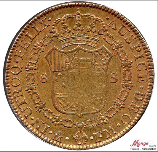 España - 1792 - Carlos IV - Nº 00040 - MBC+ / VF+ - 8 Escudos 1792 Mejico FM / 27,10 gr. oro