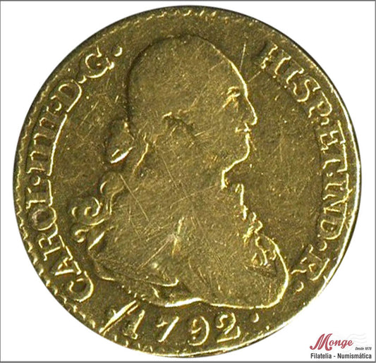 España - 1792 - Carlos IV - Nº 00491 - MBC / VF - 1 Escudo 1792 Madrid MF / 3,33 gr. oro - soldadura