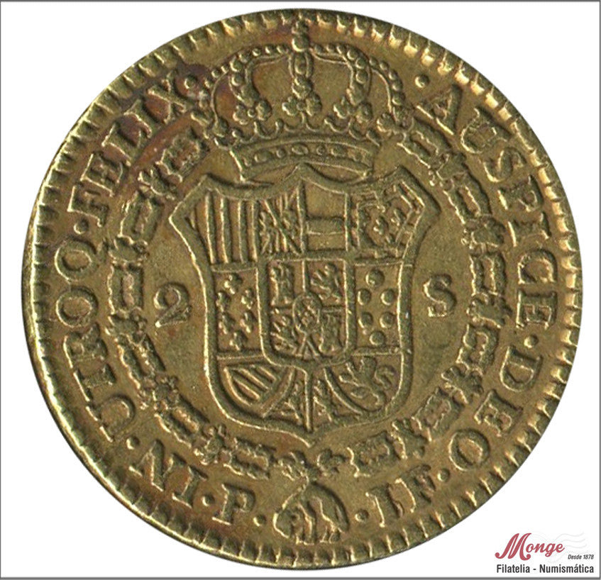 España - 1793 - Carlos IV - Nº 00379 - MBC+ / VF+ - 2 Escudos 1793/1 Popayan FJ/FS 6,80 gr. oro