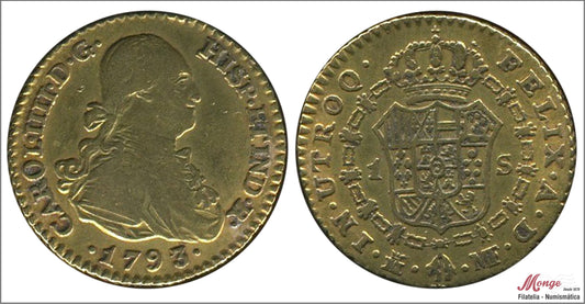 España - 1793 - Carlos IV - Nº 00492 - MBC / VF - 1 Escudo 1793 Madrid MF 3,35 gr. oro