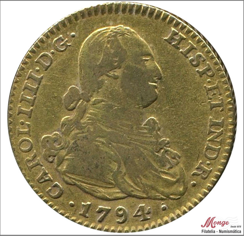 España - 1794 - Carlos IV - Nº 00328 - MBC / VF - 2 Escudos 1794 MF Madrid 6,80 gr. oro