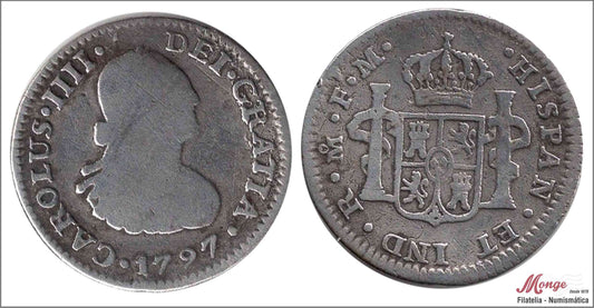 España - 1797 - Carlos IV - Nº 01291 - MBC- / MBC - 1/2 Real 1799 FM Mexico Ag