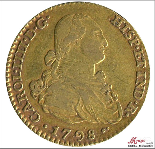 España - 1798 - Carlos IV - Nº 00335 - MBC / VF - 2 Escudos 1798 MF Madrid 6,75 gr. Oro