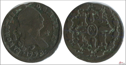 España - 1798 - Carlos IV - Nº 01510 - RC / VG - 4 Maravedis 1798 Segovia Cu