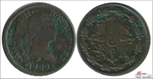 España - 1799 - Carlos IV - Nº 01511 - BC / MBC- - 4 Maravedis 1799 Segovia Cu