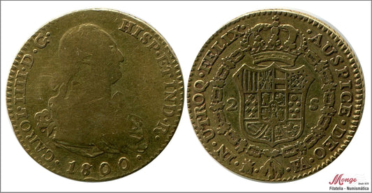 España - 1800 - Carlos IV - Nº 00338 - BC- / MBC- - 2 Escudos 1800 Madrid MF / 6,65 gr oro