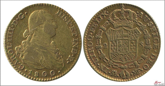 España - 1800 - Carlos IV - Nº 00338 - MBC / VF - 2 Escudos 1800 Madrid MF / 6,75 gr oro