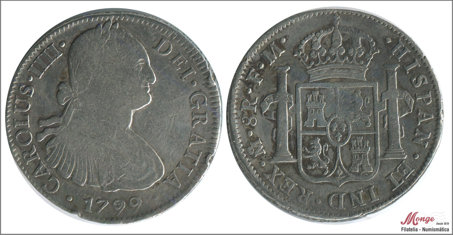 España - 1800 - Carlos IV - Nº 00695 - BC / MBC- - 8 Reales 1800 FM Mejico / 26,45 gr. plata