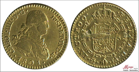 España - 1801 - Carlos IV - Nº 00500 - MBC / VF - 1 Escudo 1801 Madrid 3,40 gr. oro - soldadura