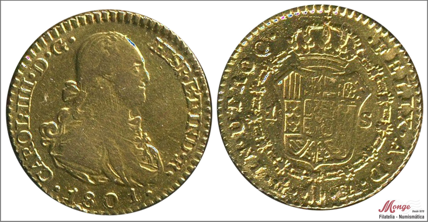 España - 1801 - Carlos IV - Nº 00500 - MBC - / VF- - 1 Escudo 1801 Madrid 3,40 gr. oro