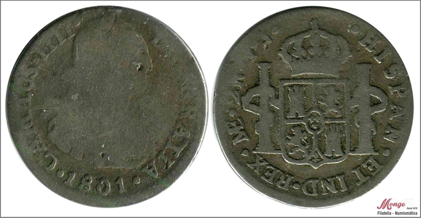 España - 1801 - Carlos IV - Nº 00948 - RC/ BC- - 2 Reales 1801 IJ Lima Ag