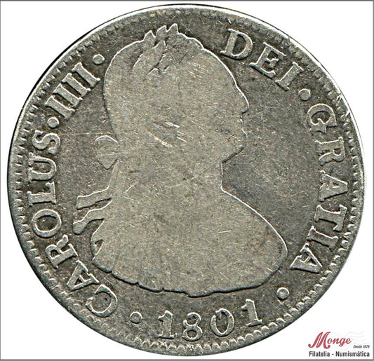 España - 1801 - Carlos IV - Nº 00996 - BC / F - 2 Reales 1801 FT Mejico Ag