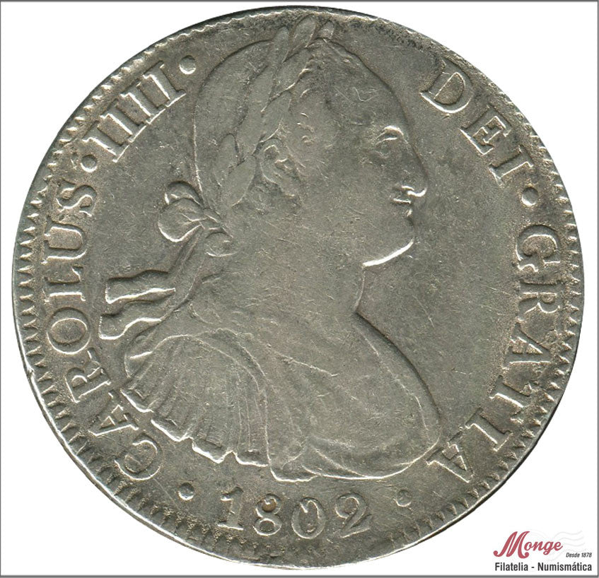 España - 1802 - Carlos IV - Nº 00698 - MBC+ / VF+ - 8 Reales 1802 FT Mejico / 26,90 gr. plata