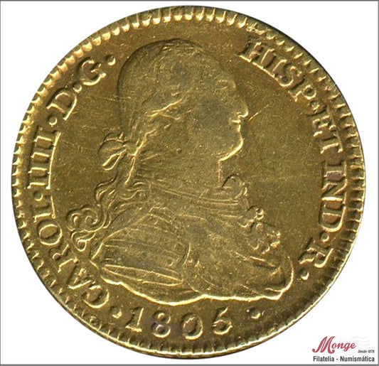 España - 1805 - Carlos IV - Nº 00348 - MBC / EBC- - 2 Escudos 1805 Madrid FA 6,65 gr. oro