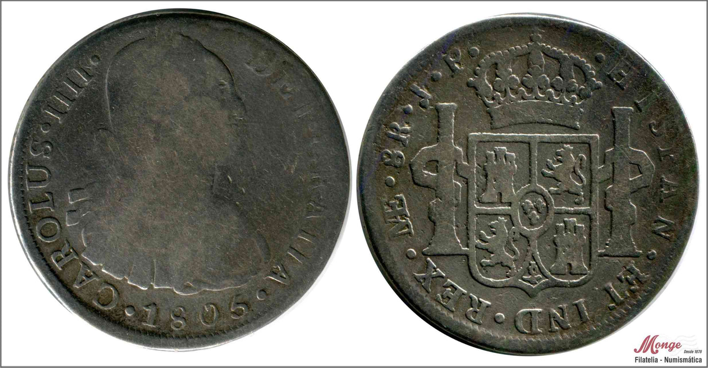 España - 1806 - Carlos IV - Nº 00663 - RC/ BC- - 8 Reales 1806 Lima JP / 25,45 gr. plata