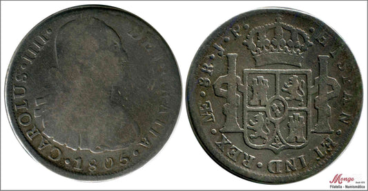 España - 1806 - Carlos IV - Nº 00663 - RC/ BC- - 8 Reales 1806 Lima JP / 25,45 gr. plata