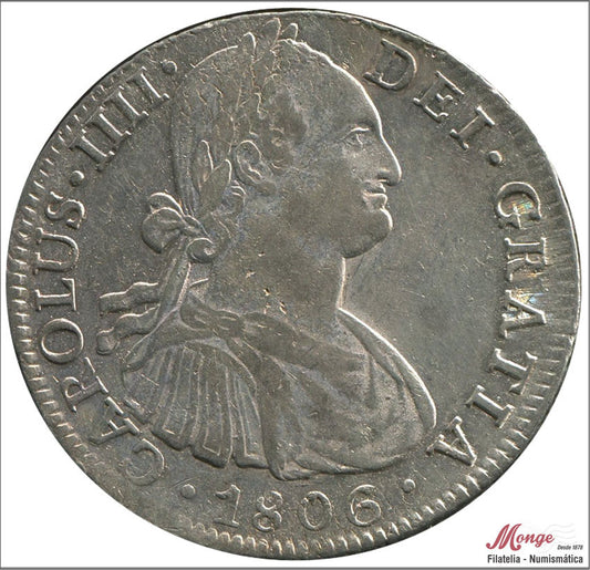 España - 1806 - Carlos IV - Nº 00705 - MBC / VF - 8 Reales 1806 Mejico TH / 26,90 gr. plata